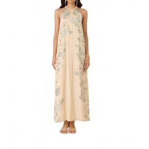 NEW CALLING JUNE willow halter maxi dress in blue multi